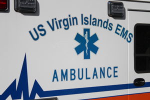 The side of a U.S.V.I. EMS ambulance. (Source photo by Bethaney Lee)