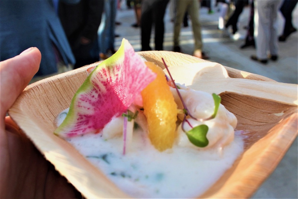 One of the tasting items served to guests is a coconut shrimp ceviche. (Source photo by Bethaney Lee)