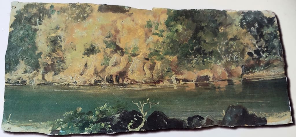 Little known Pissarro oil sketch, reminiscent of a scene at Magens Bay.