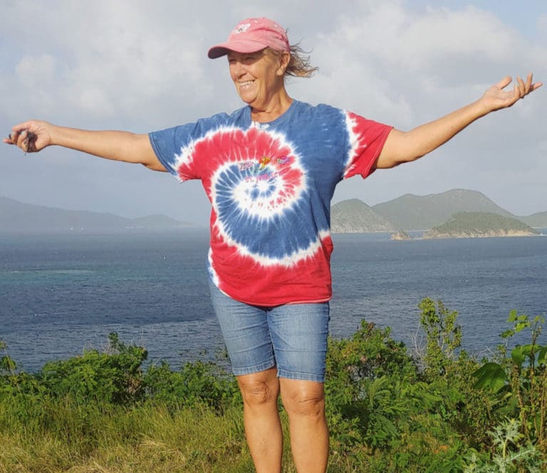 Allison Smith demonstrates the rock pulpit. (Source photo by S. Pennington)
