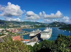 Cruise ships lie side by side at Monsanto Marine Terminal in Crown Bay, St. Thomas. (Photo provided by VIPA)