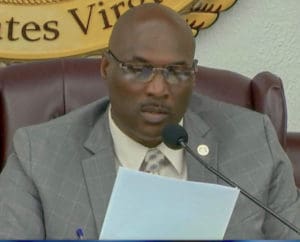 Senate President Novelle Francis presides over the Legislature Wednesday. (V.I. Legislature photo)