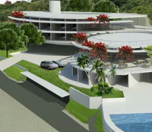 Architect's drawing of proposed hotel.