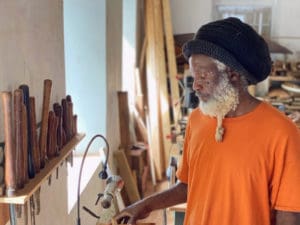 Artist in residence, woodworker Afreekan Southwell. (Photo by Juliana Berry)