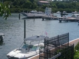 Several weeks after the death of Jeffrey Epstein, the barge used to travel to and from his private island was seen docked at American Yacht Harbor in Red Hook. (Submitted photo)