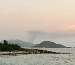 Feb, 3 dump fire as seen from Lovango Cay. (Source photo by Amy Roberts photo)