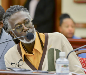 Agriculture Commissioner Positive Nelson testifies during Tuesday’s committee meeting. (Photo by Chaunte Herbert)