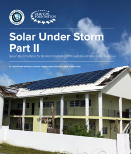 The cover of the latest report on how solar survived recent hurricane seasons.