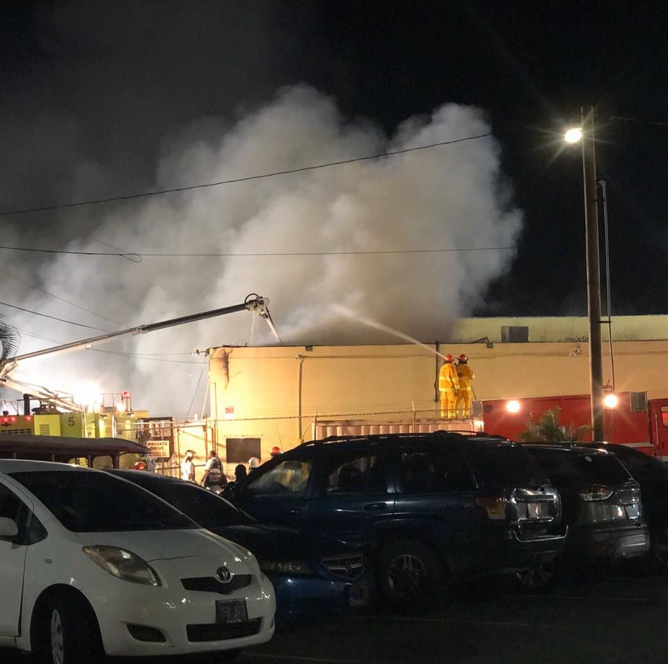 Flames engulf the bridal shop at the Wheatley Center. (Reader submitted photo)