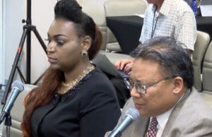 Tourism Assistant Comissioner Elizabeth Hansen Watley and DLCA Commissioner Richard Evangelista, testify Monday. (V.I. Legislature photo)