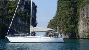 The Mastersons' boat, Neptune's Highway, '“one year and 13,000 miles ago,' according to Laura Masterson. (Photo submitted by Laura Masterson)