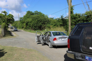 Police process two vehicles involved in a shooting in Estate Paradise. (VIPD photo)