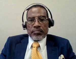Michael Francois, chairman of the Virgin Islands Board of Career and Technical Education, testifies virtually before the Senate Committee on Education and Workforce Development. (Screenshot)