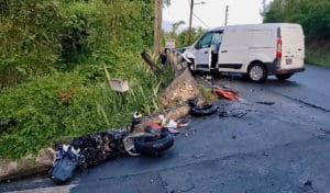 This motorcycle and minivan collided early Sunday, killing the rider of the motorcycle. (VIPD photo)