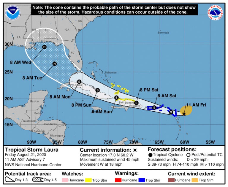 Tropical Storm Laura Approaching; Coast Guard Closes Ports