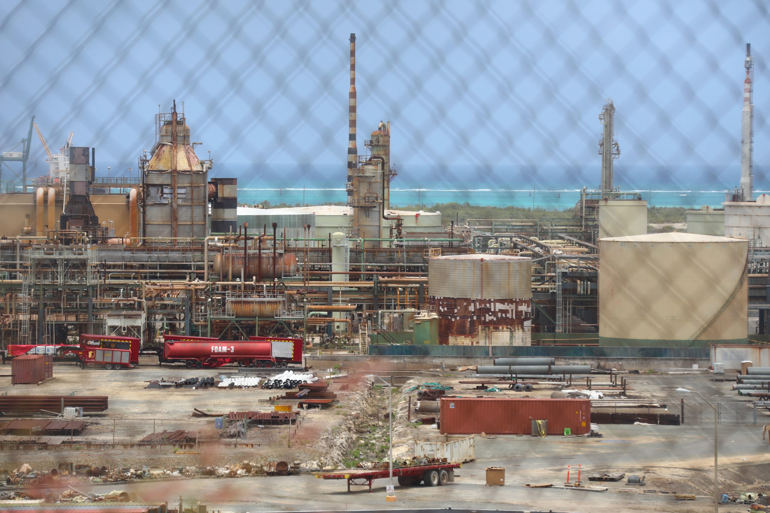 On the south shore of St. Croix in the U.S. Virgin Islands, the defunct west end of Limetree Bay Refinery overlooks an aqua sea on Tuesday, May 25. (Source photo by Patricia Borns)