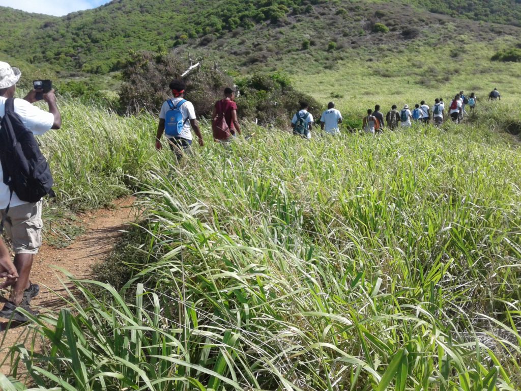 Olasee Davis leads hikers on a tour of the bays of the east end of St. Croix. (Photo courtesy of Olasee Davis)