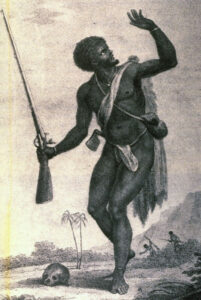 A drawing of an enslaved person "gone Maroon." (Image courtesy of Olasee Davis)