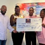 L-R, Stefan Carty, Danica david, Karim Henry, Claretta Randolph with Scholarship Check