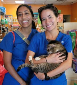 Dr. Avnee Mistry and Dr. Hannah Coenen, University of Florida Shelter Medicine Program interns, helped with the spay/neuter initiative. (Photo courtesy of the Humane Society of St. Thomas)