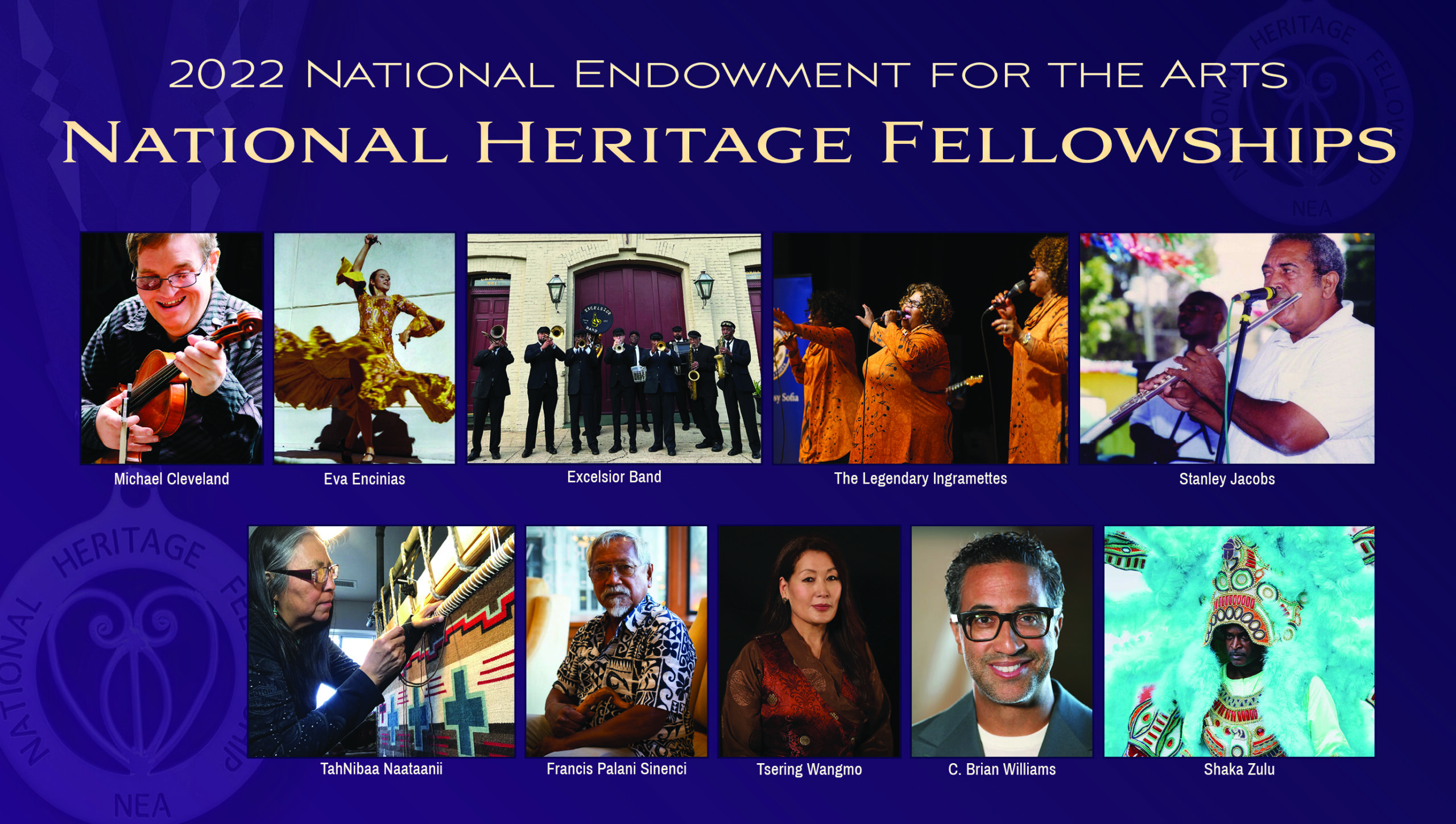 The 2022 National Heritage Fellows will be featured in a film premiere celebrating their accomplishments and contributions on Nov. 17. (Photo collage by Hypothetical)