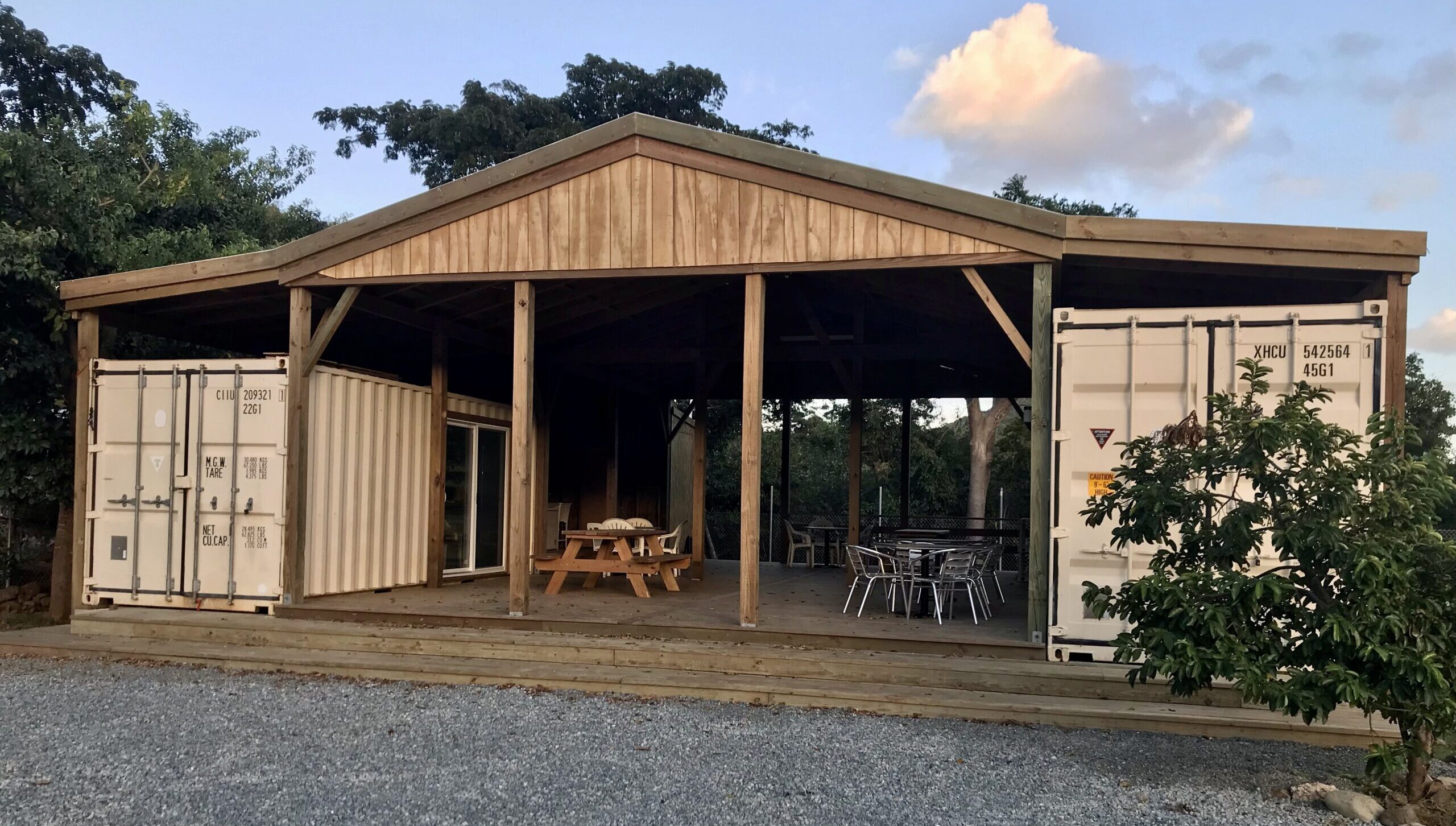 Our Place consists of a wooden pavilion and containers that can be used formultiple purposes. (Photo courtesy Beverly Melius)