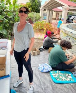 Crystal D’Abbraccio, the artist leading the mosaic project at the new Cruz Bay playground. (Source photo by Amy H. Roberts)