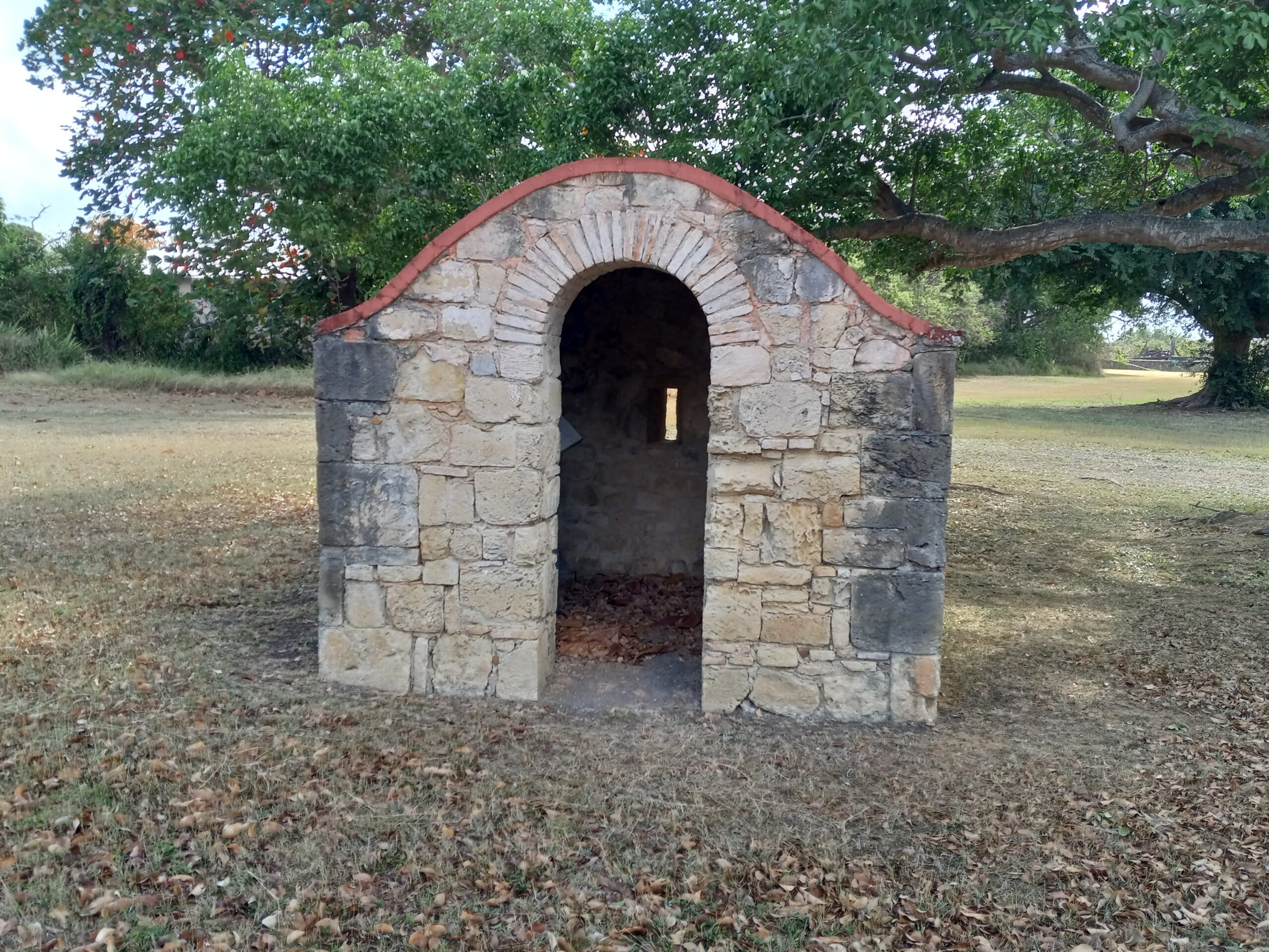This is the watch house or slavevagterbusene at Estate Whim plantation. Watch house was used as a look out place in case there was a fire in the sugarcane field. Other uses are where women’s fed their babies and care for them while their mothers are walking in the cane field. There are other uses for the watch houses beside what mention above. (Photo by Olasee Davis)