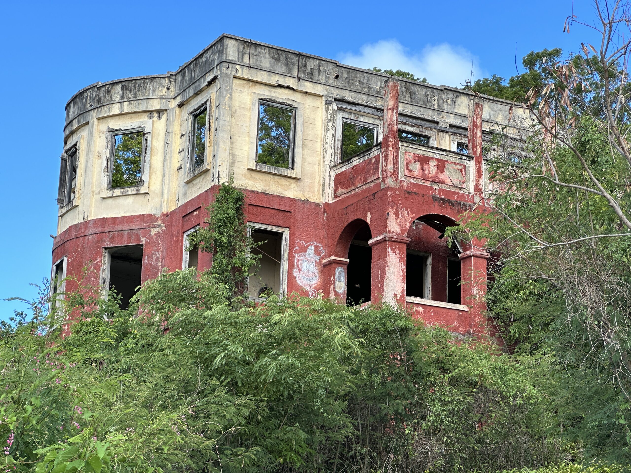 The former St. Croix Municipal Hospital is located along the bypass on St. Croix. It is a prominent landmark and can be seen from miles away sitting high on a hill. It has continued to deteriorate for many years. Photo illustrates current condition on August 4, 2023. (Source photo by Linda Morland)