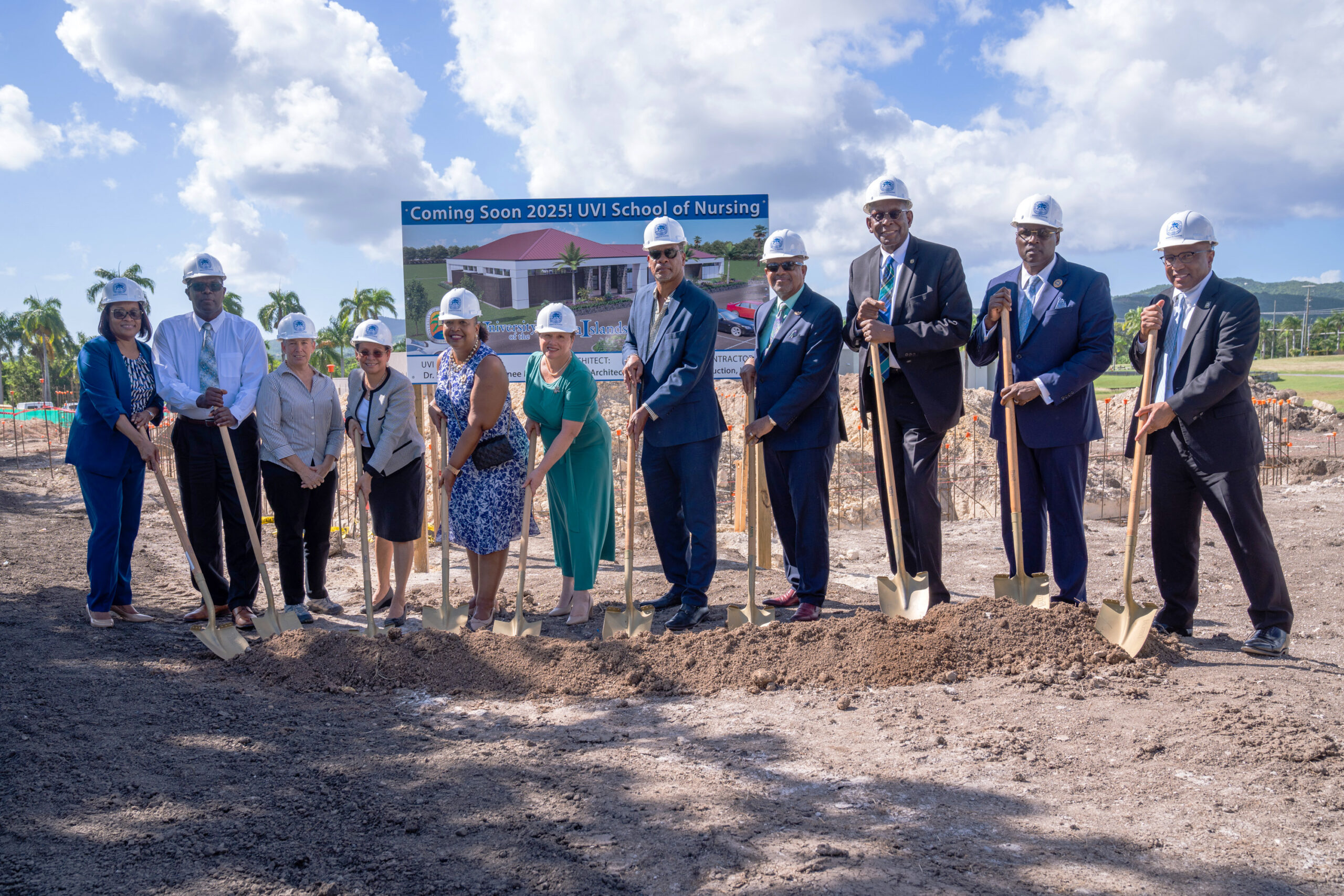 Officials break ground Monday for the University of the Virgin Islands' new nursing learning center on St. Croix. (Photo courtesy UVI)