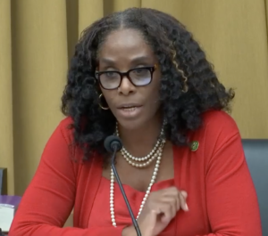 V.I. Delegate to Congress Stacey Plaskett gives an opening statement Tuesday on the 10th hearing of the Select Subcommittee on the Weaponization of the Federal Government. (Screenshot from video)
