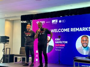 Co-founders of TBR Kirk Hamilton and Kyle Maloney, provide welcome remarks to the audience. (Source photo by Nyomi Gumbs)