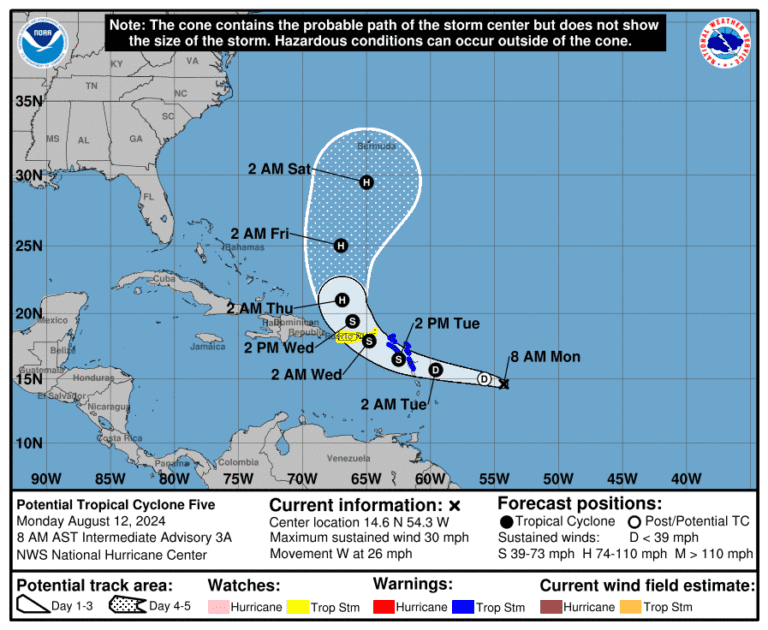 Tropical Storm and Flood Watch Issued for USVI, Puerto Rico