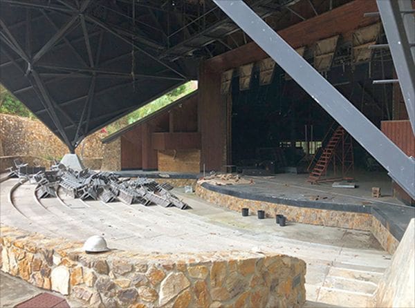 The Reichhold Center for the Arts in the aftermath of hurricanes Irma and Maria in 2017. (Source photo by Shaun A. Pennington)