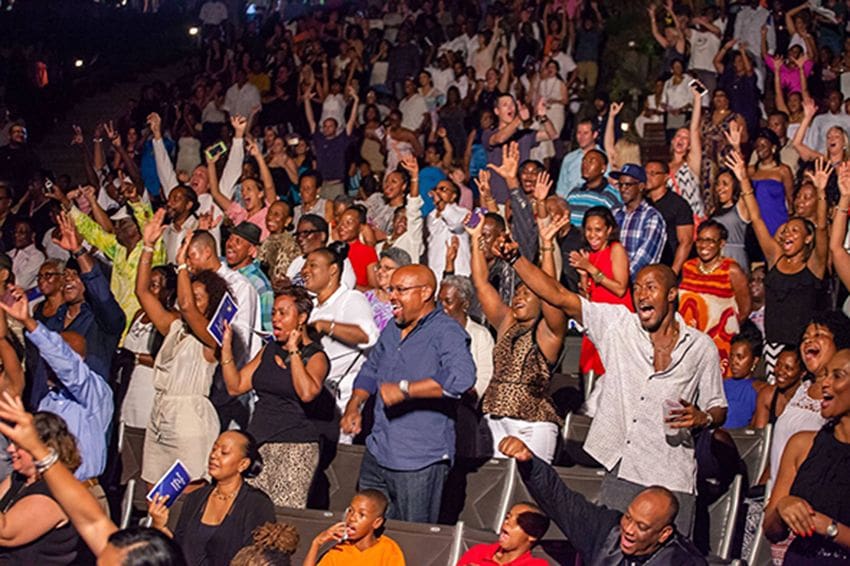The audience getting hyped for a night at the Reichhold Center for the Arts on St. Thomas. (Image used with permission)