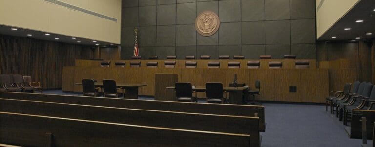 The courtroom inside the James A. Byrne U.S. Courthouse in Philadelphia, Pennsylvania, where the Third Circuit Court of Appeals is located. (Photo by Carol M. Highsmith/Library of Congress)