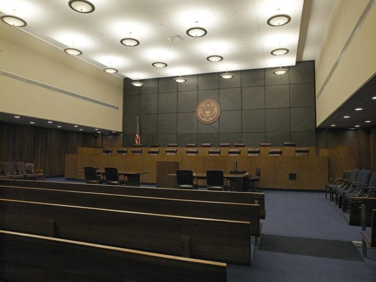 The courtroom at the James A. Byrne U.S. Courthouse in Philadelphia, Pennsylvania, where the Third Circuit Court of Appeals is located. (Photo by Carol M. Highsmith/Library of Congress)