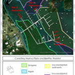 Image shows dock position and seagrass areas. image by Save Coral Bay