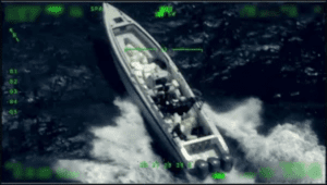 An aerial photo of a vessel intercepted off Virgin Gorda in a multinational operation last week. (Photo courtesy Customs and Border Protection)