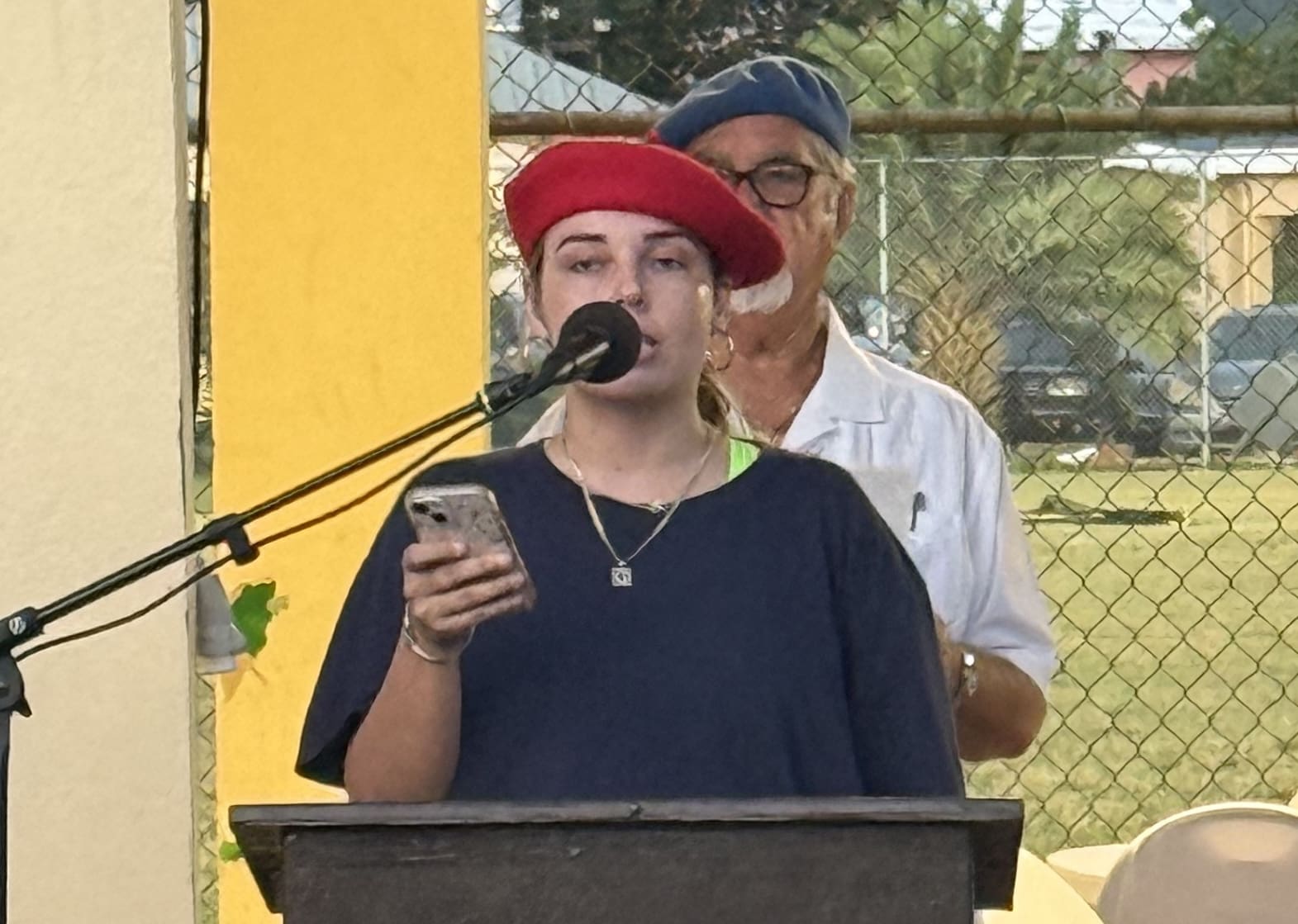 Gabrielle Querrard delivered a stirring speech about the importance of community archiving andshared memory in shaping identity. (Source photo by Melissa Bryan)