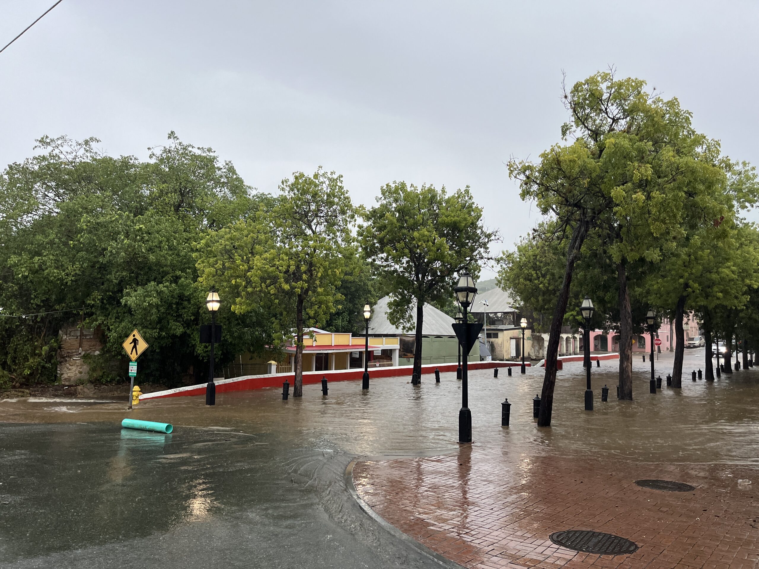 Flash flooding inundated areas of downtown Christiansted, St. Croix, on Thursday morning. (Source photo by Jesse Daley)