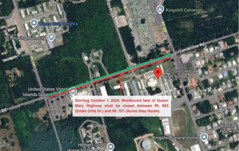 Westbound Queen Mary Highway Lane Closed