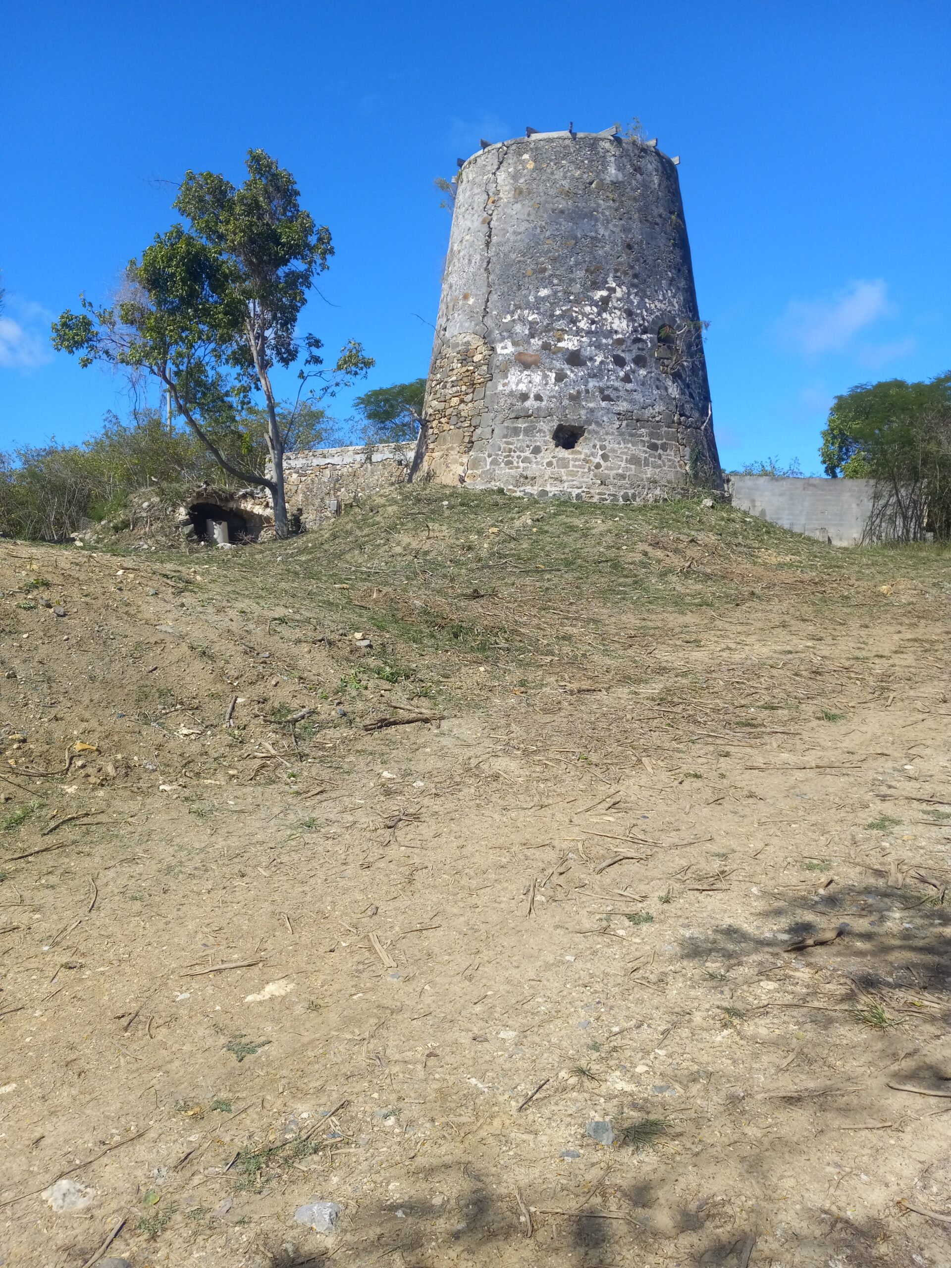 This is Estate Windsor and Windsor Forest, Virgin Islands government property in the northeast central part of St. Croix. Ruins on the estate include an altered windmill, poorly preserved factory, dungeon, livestock pen and the remains of two village houses (slave quarters). (Photo by Olasee Davis)