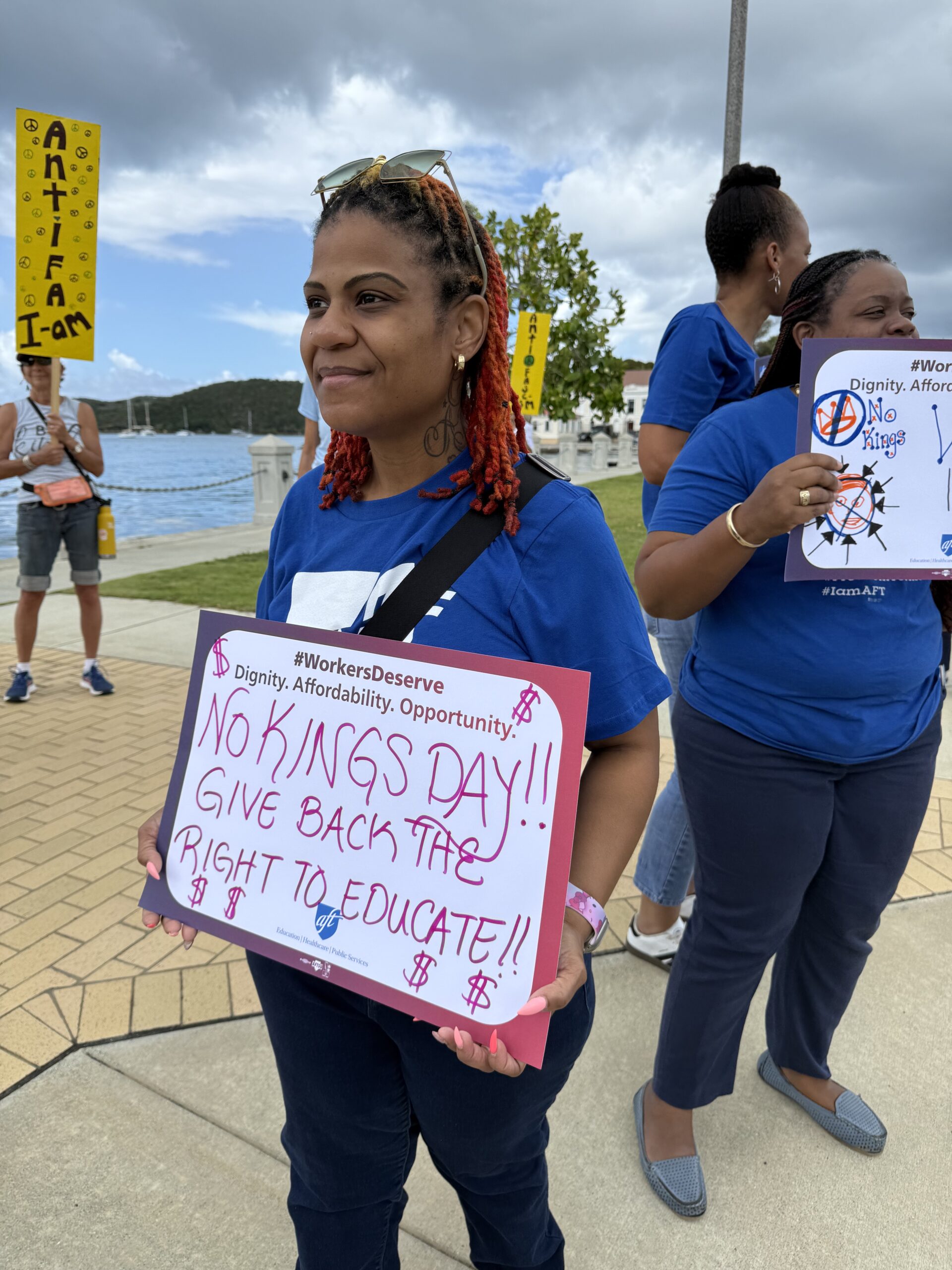 The signs say it all at the No Kings rally Saturday on St. Thomas. (Photo courtesy Jane Higgins)