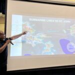 Karl Knight explains transmission lines to STJ. Amy H Roberts photo