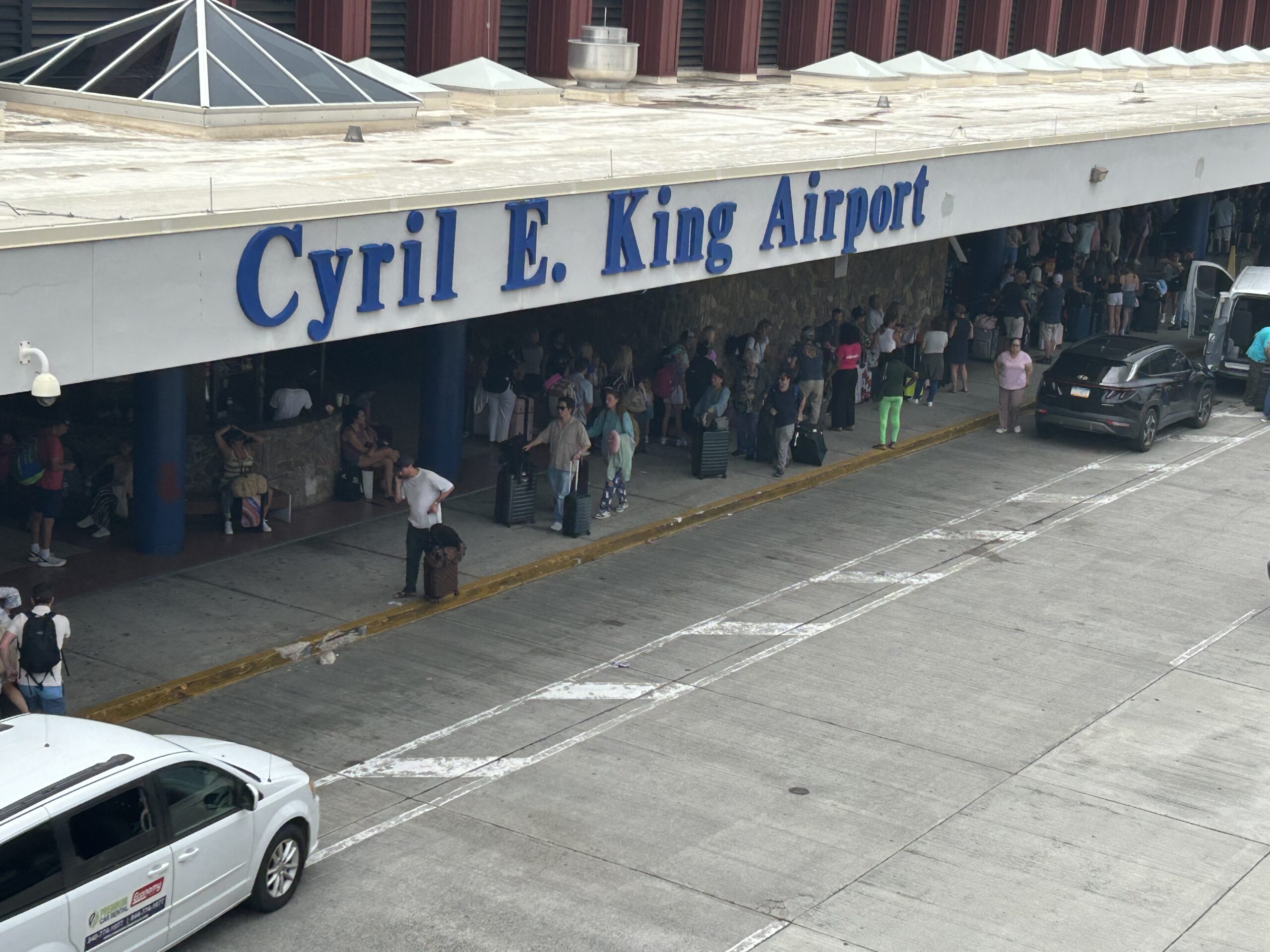 Travelers wait in long lines on Monday, March 23, 2026, at Cyril E. King Airport on St. Thomas as a partial government shutdown continues to affect workers with the Transportation Safety Administration. (Source photo by Siân Cobb)