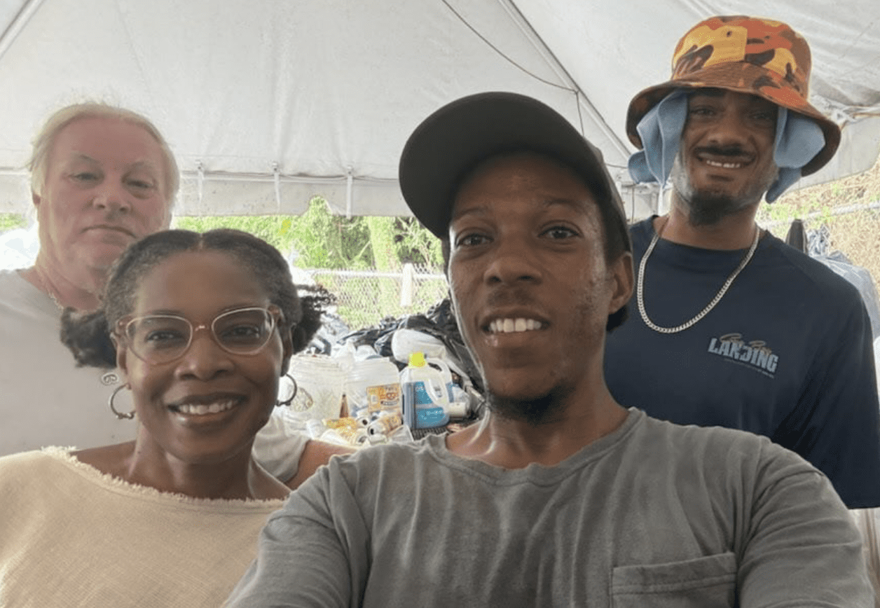 Island Green Living Vice President Dawn Henry joins the Recycling Crew, March 2026. From left to right: John Baker, Henry, Akeino Williams, CJ Scatliffe. (Photo courtesy Island Green Living)