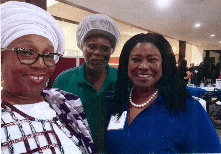 Dr. Chenzira Davis Kahina, from left, Bush Professor Olasee Davis and Dr. Jacqueline C. Adonis, UVI colleagues and family numbers of the Davis or Davies clans. (Photo by DaraMonifah Cooper)