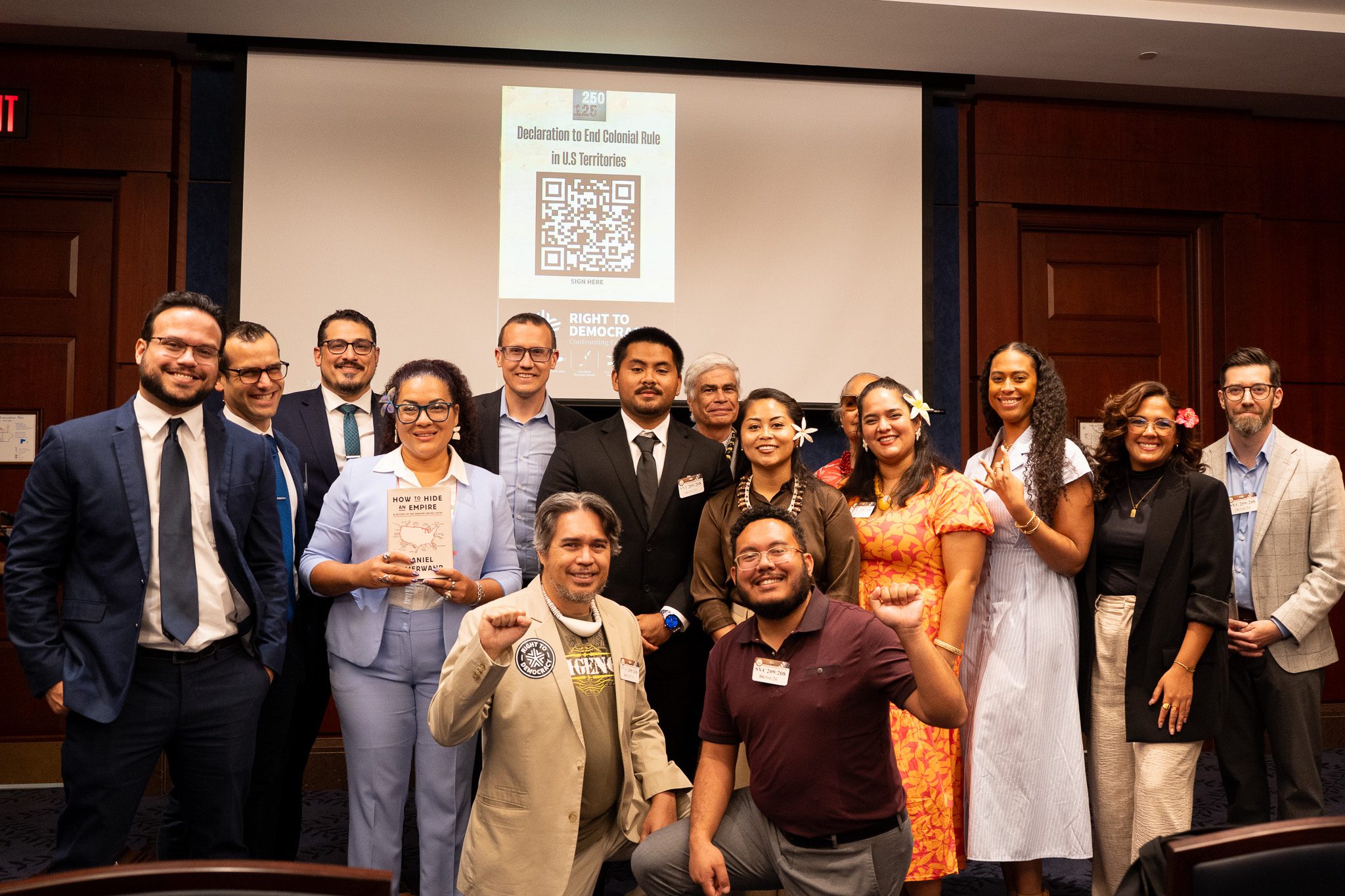 A bipartisan group of lawmakers and territorial advocates gathered in Washington, D.C., Thursday to brief congressional staff and other policy leaders on what “consent of the governed” means for people in U.S. territories. (Image courtesy Right to Democracy)
